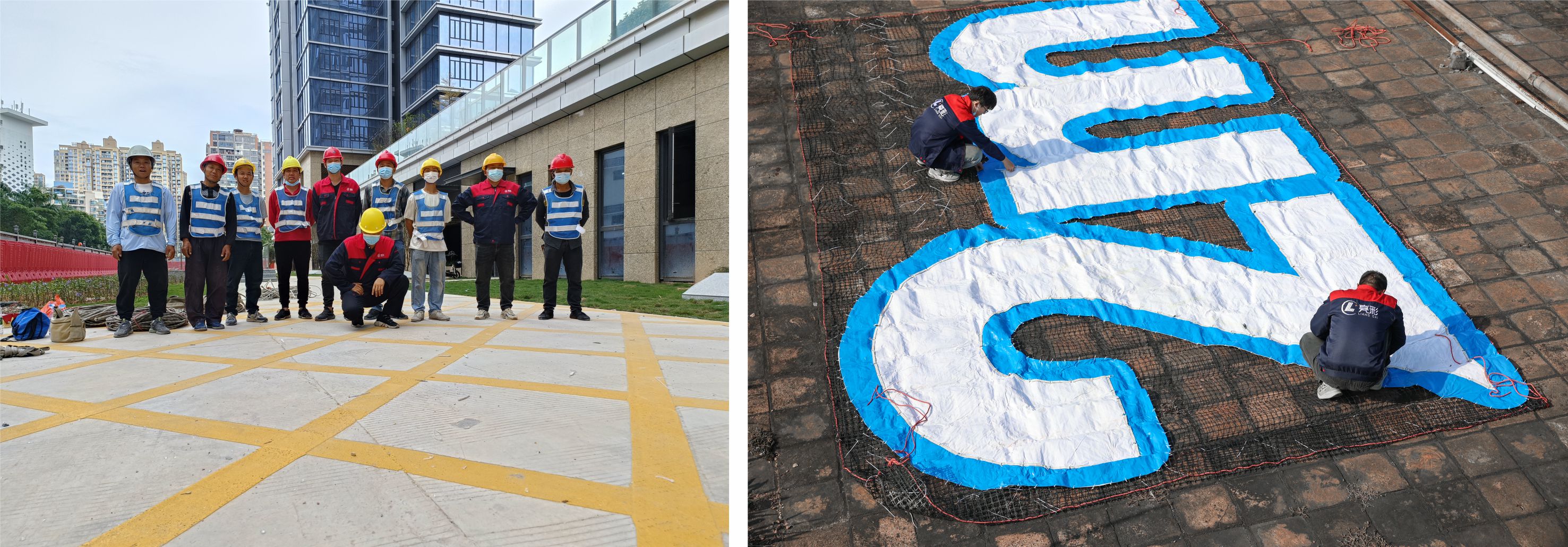 樓體燈飾字安裝現(xiàn)場 樓體燈飾字安裝現(xiàn)場